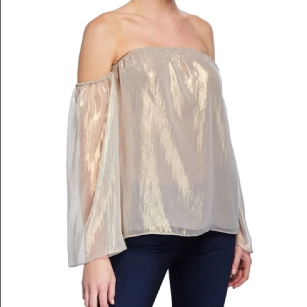Bailey 44 Gold Out Take Top Blouse S NWT $188
